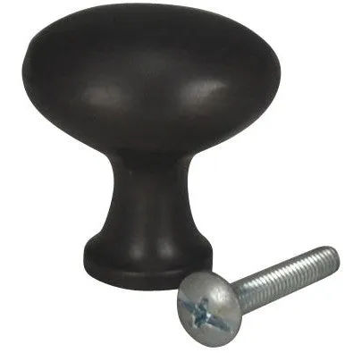 1 1/4 Inch Solid Brass Traditional Egg Shaped Knob (Oil Rubbed Bronze Finish)