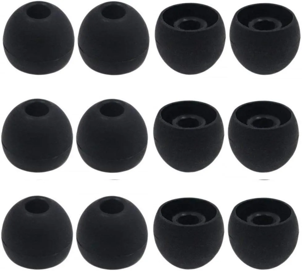 12PCS Large Size Replacement Ear Tips Earbud Eartip Ear Cap Ear Bud Tip for Powerbeats Pro, BeatsX, Senso, TOZO, Sony & Other Inner Hole 3.8mm Earbud in-Ear Headphones,Black,L