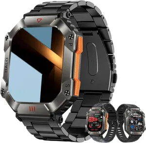 2024 New Military Smartwatch Men, Bluetooth Call 2.0" Large Screen Outdoor Activity Tracker Heart Rate Monitor Sport Fitness Watches Men Smart Watch for Android/iOS
