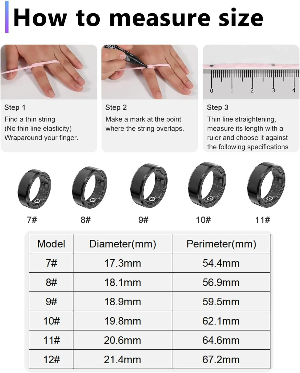 2025 New Smart Ring Health Tracker for Men Women - IP68 Waterproof Fitness Ring with Sleep Tracker/Heart Rate/Blood Oxygen/Steps/Distance/Calories,Air Gestures,Charging case Up to 7-Day