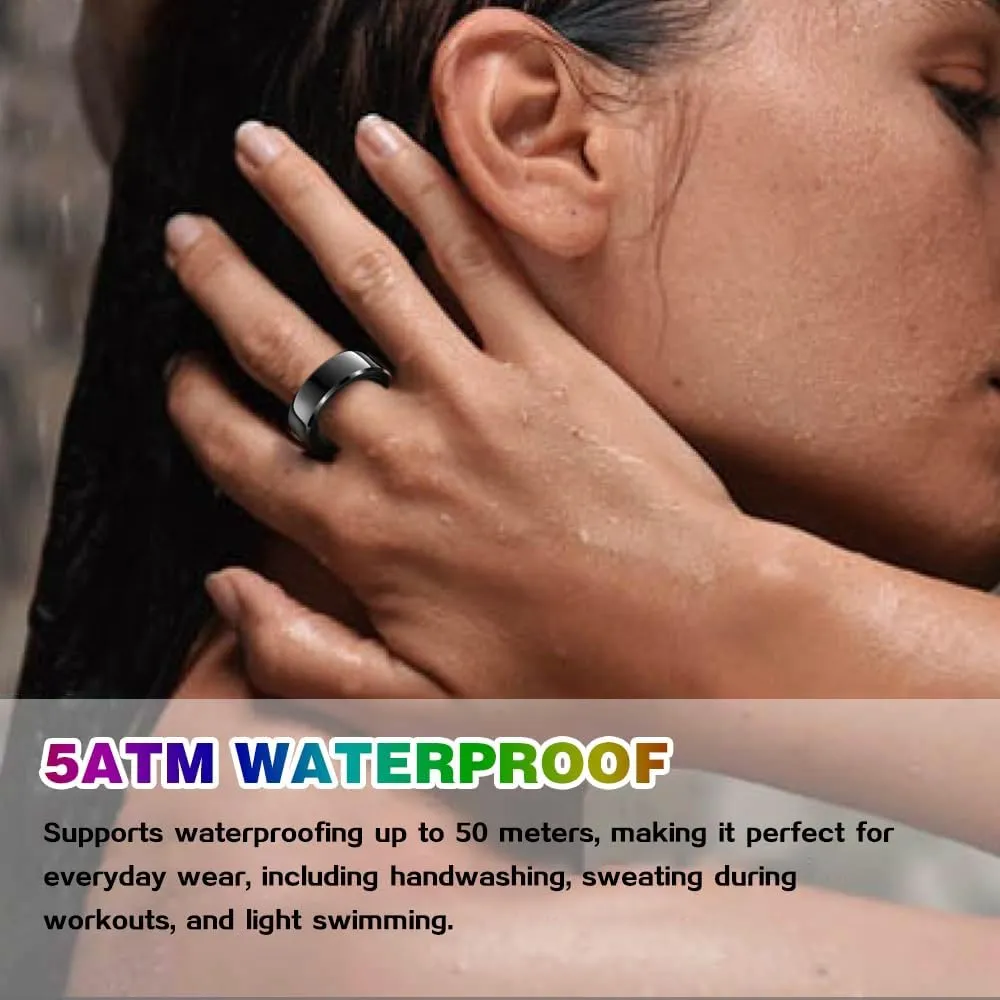 2025 Smart Ring with Air Gesture Control,Heart Rate&Sleep Monitor -Stylish Fitness Ring for Men&Women,IP68 Waterproof,Activity Tracker Records Steps Distance,Compatible with Android&iOS (Black, 11#)