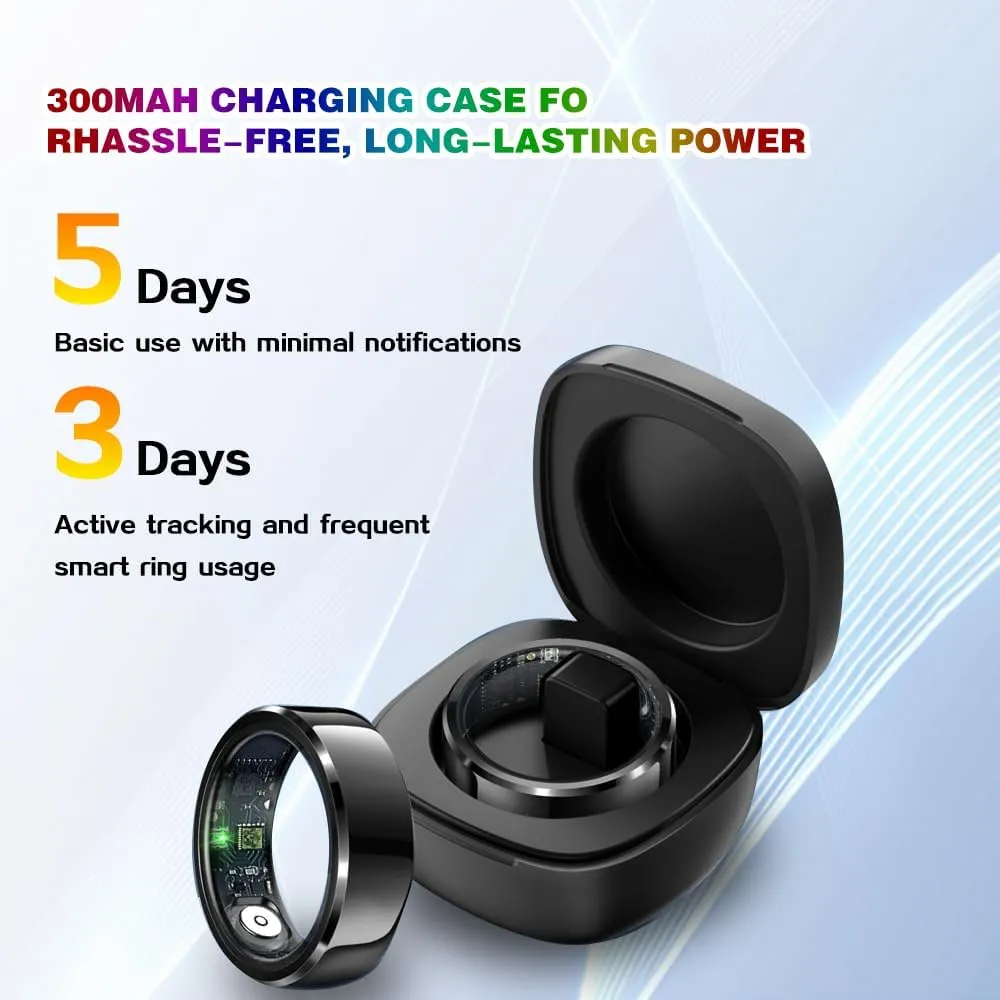 2025 Smart Ring with Air Gesture Control,Heart Rate&Sleep Monitor -Stylish Fitness Ring for Men&Women,IP68 Waterproof,Activity Tracker Records Steps Distance,Compatible with Android&iOS (Black, 11#)
