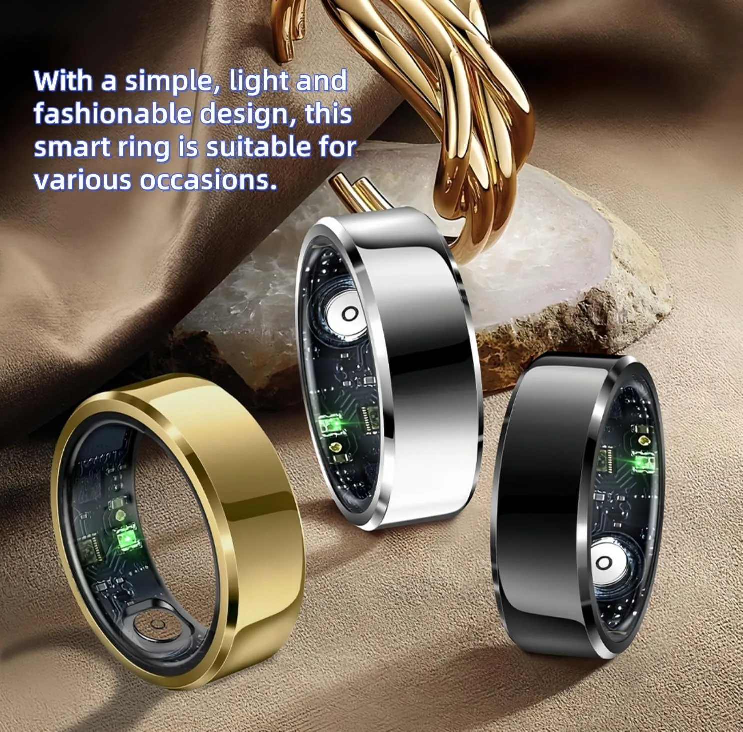 2025 Smart Ring with Air Gesture Control,Heart Rate&Sleep Monitor -Stylish Fitness Ring for Men&Women,IP68 Waterproof,Activity Tracker Records Steps Distance,Compatible with Android&iOS (Black, 11#)