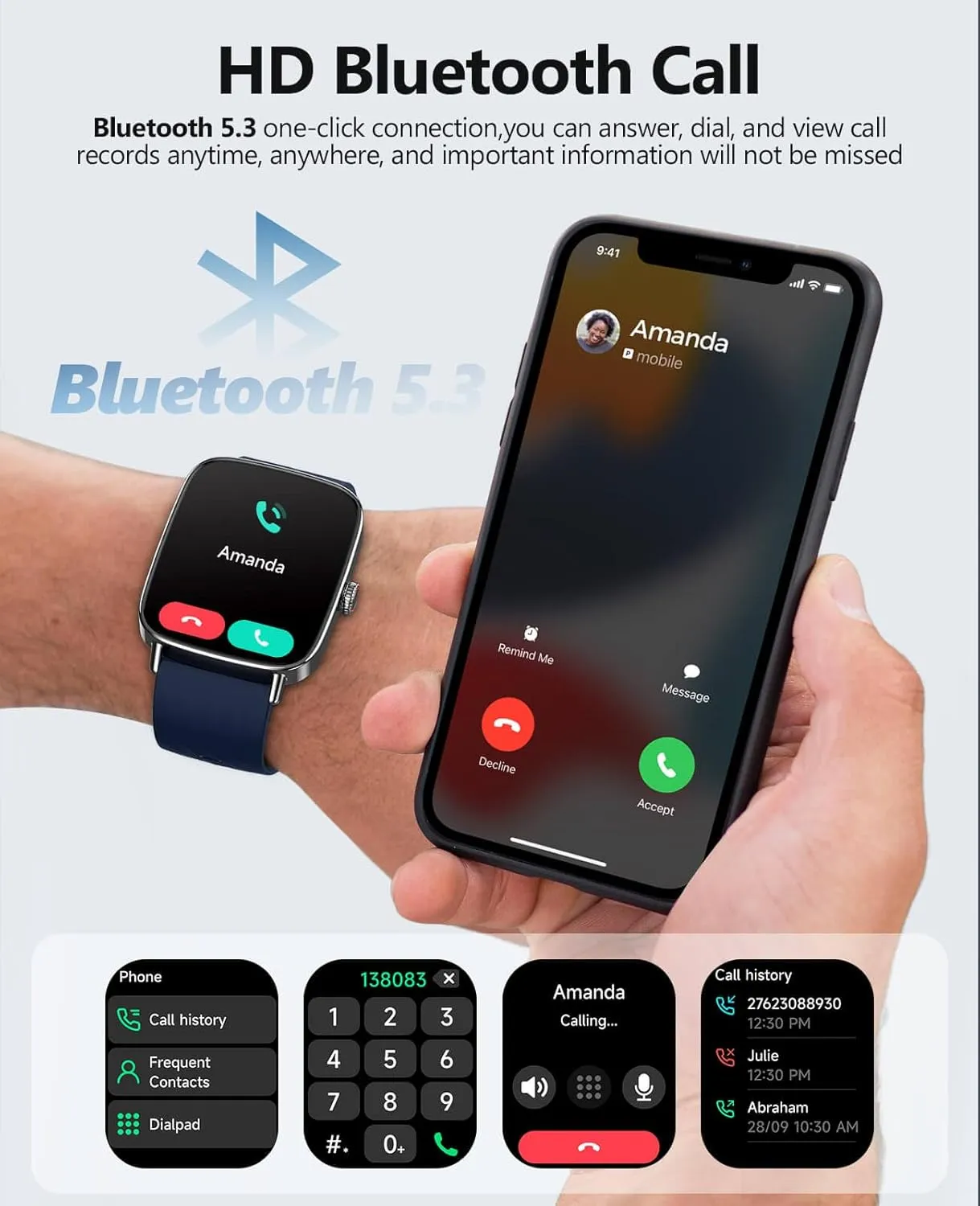 2025 Smart Watches for Men Women, 1.85" AI Voice Smartwatch, 24/7 Heart Rate Monitor, Stress/SpO2/Sleep Tracker, IP68 Waterproof, Weather, 100  Sports Fitness Tracker for Android iOS Blue