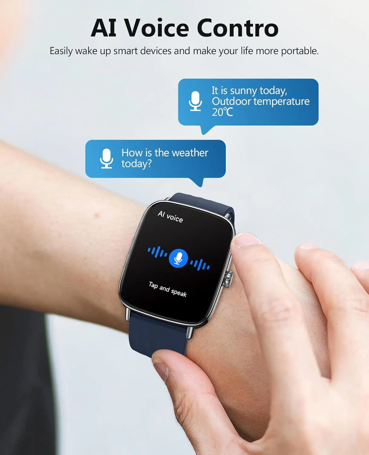 2025 Smart Watches for Men Women, 1.85" AI Voice Smartwatch, 24/7 Heart Rate Monitor, Stress/SpO2/Sleep Tracker, IP68 Waterproof, Weather, 100  Sports Fitness Tracker for Android iOS Blue