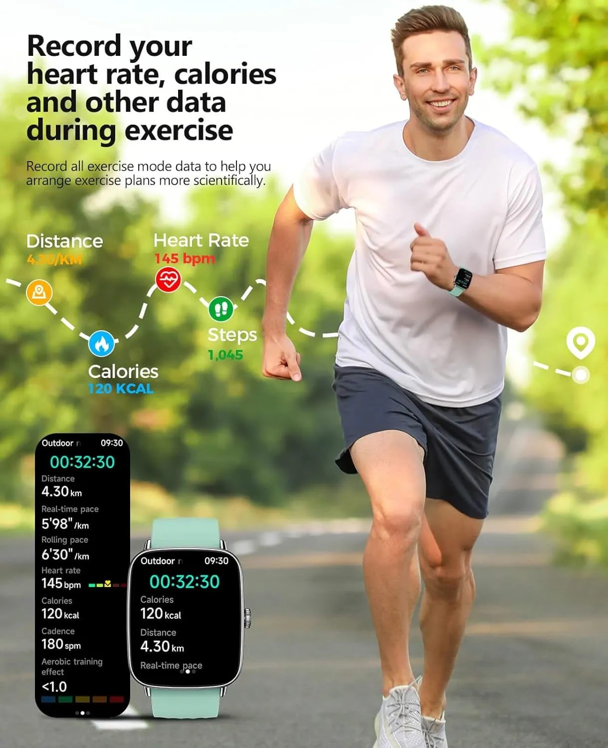 2025 Smart Watches for Men Women, 1.85" AI Voice Smartwatch, 24/7 Heart Rate Monitor, Stress/SpO2/Sleep Tracker, IP68 Waterproof, Weather, 100  Sports Fitness Tracker for Android iOS Green