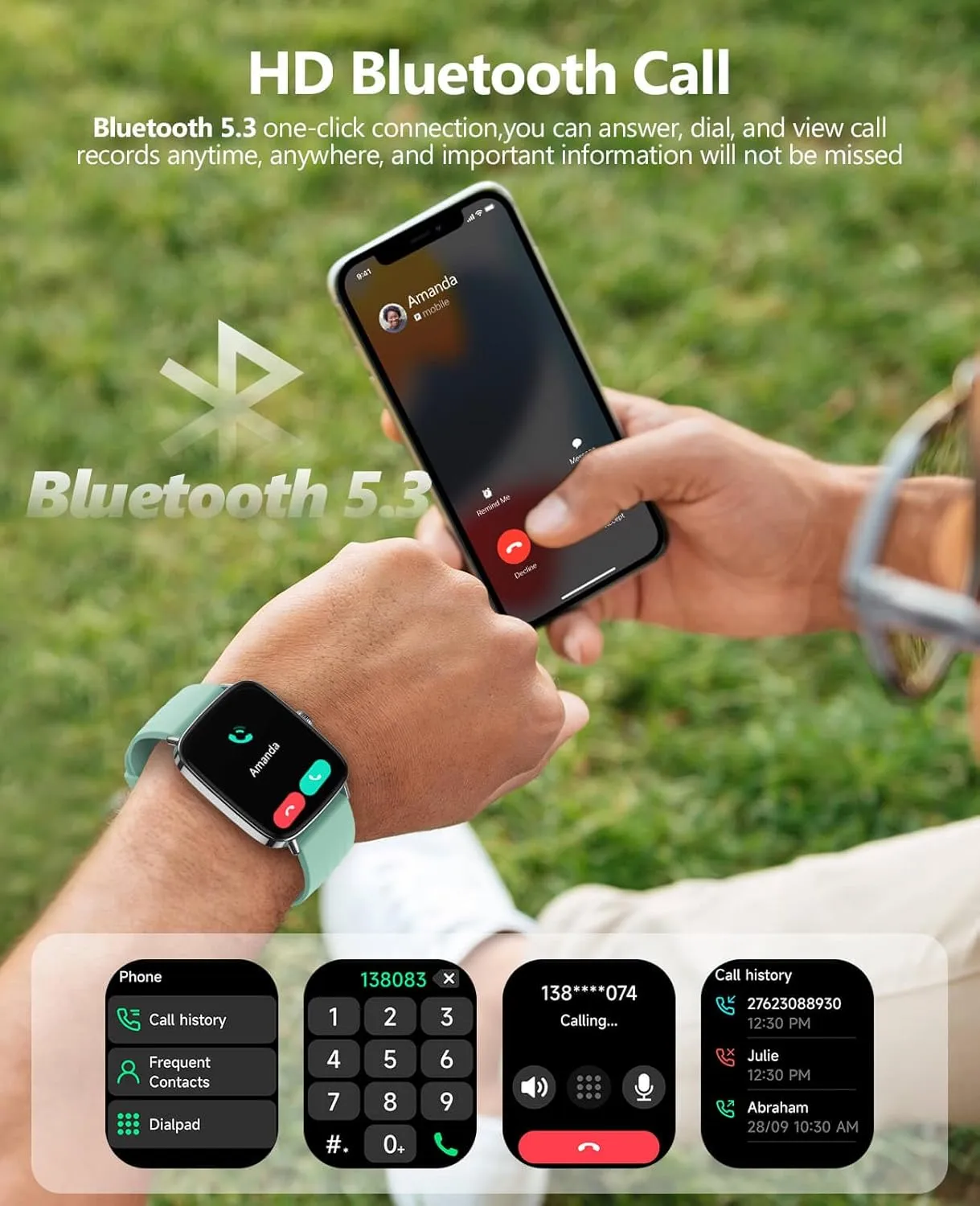 2025 Smart Watches for Men Women, 1.85" AI Voice Smartwatch, 24/7 Heart Rate Monitor, Stress/SpO2/Sleep Tracker, IP68 Waterproof, Weather, 100  Sports Fitness Tracker for Android iOS Green