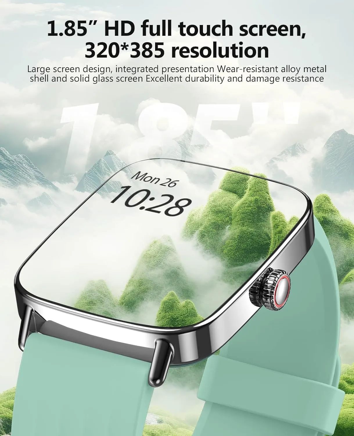 2025 Smart Watches for Men Women, 1.85" AI Voice Smartwatch, 24/7 Heart Rate Monitor, Stress/SpO2/Sleep Tracker, IP68 Waterproof, Weather, 100  Sports Fitness Tracker for Android iOS Green