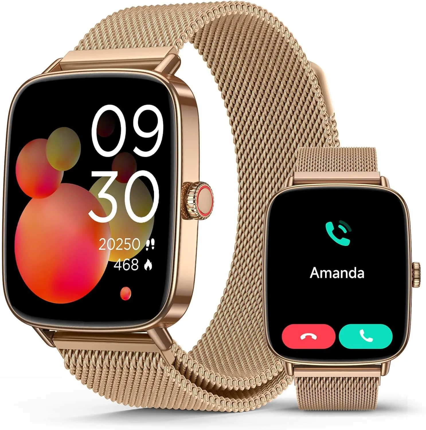 2025 Smart Watches for Women, 1.85" AI Voice Smartwatch, 24/7 Heart Rate Monitor, Stress/SpO2/Sleep Tracker, IP68 Waterproof, Weather, 100  Sports Fitness Tracker for Android iOS Gold Metal