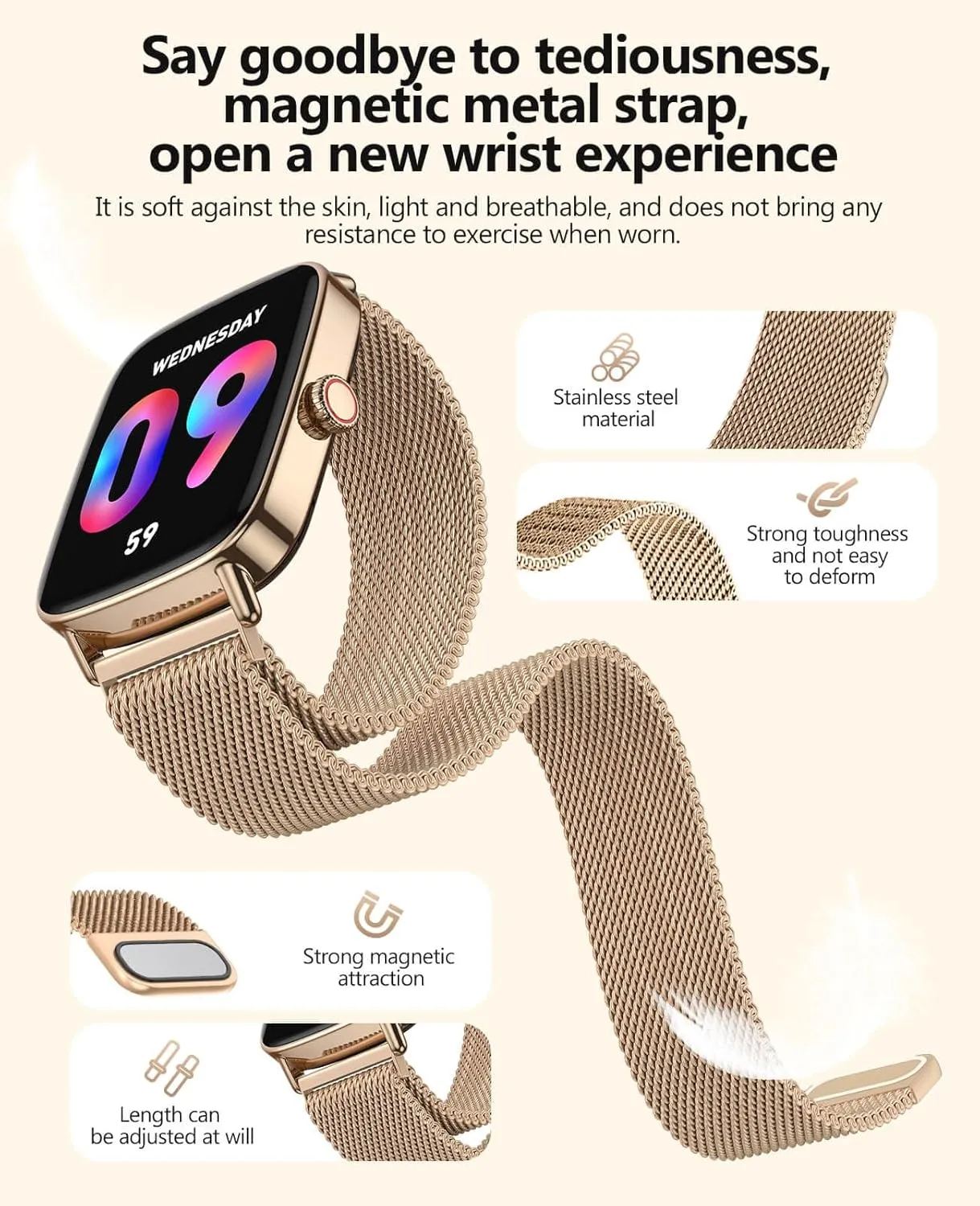 2025 Smart Watches for Women, 1.85" AI Voice Smartwatch, 24/7 Heart Rate Monitor, Stress/SpO2/Sleep Tracker, IP68 Waterproof, Weather, 100  Sports Fitness Tracker for Android iOS Gold Metal