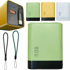 3 in 1 Gan Charger, Scalable 80w Max Fast Charger Module with Type-C Cable and 2 USB Ports, Compatible with Smartphones, Tablets, Laptops, for iPhone, for Android (Green)