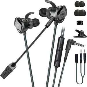 3.5 MM Gaming Headphone Wired Gaming Earphone Noise Cancelling Stereo Bass E-Sport Earphone with Adjustable Mic for PS4, Xbox One, Laptop, Cellphone, PC (Black)