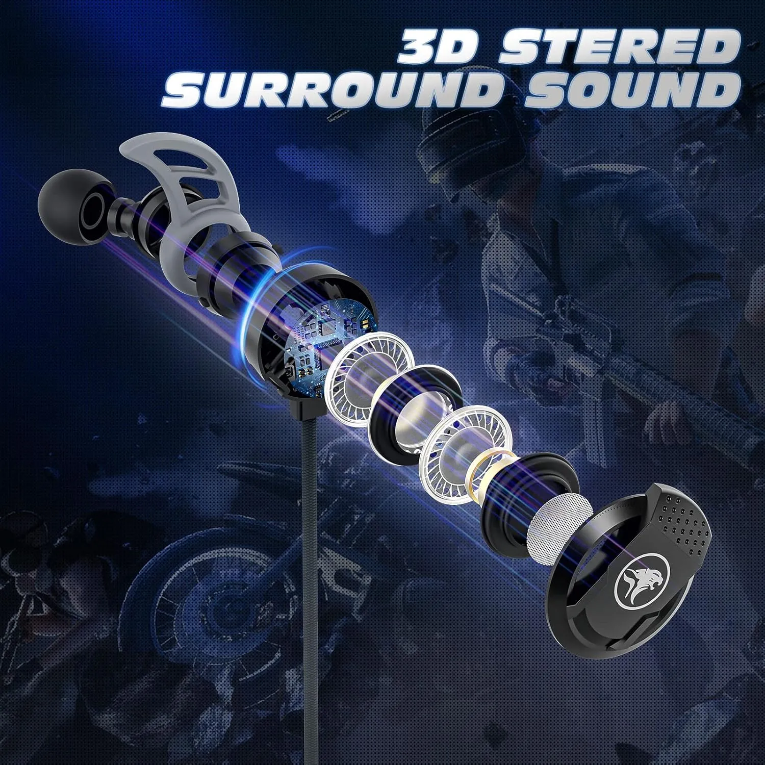 3.5 MM Gaming Headphone Wired Gaming Earphone Noise Cancelling Stereo Bass E-Sport Earphone with Adjustable Mic for PS4, Xbox One, Laptop, Cellphone, PC (Black)