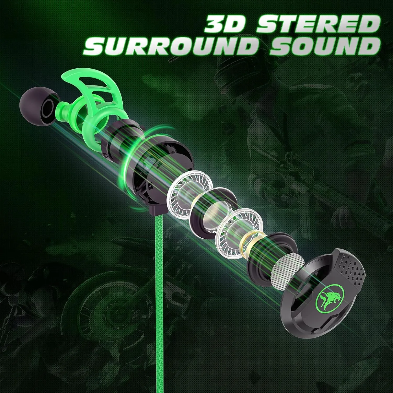 3.5 MM Gaming Headphone Wired Gaming Earphone Noise Cancelling Stereo Bass E-Sport Earphone with Adjustable Mic for PS4, Xbox One, Laptop, Cellphone, PC (Green)
