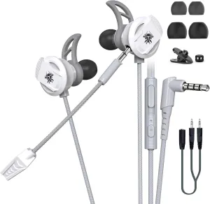 3.5 MM Gaming Headphone Wired Gaming Earphone Noise Cancelling Stereo Bass E-Sport Earphone with Adjustable Mic for PS4, Xbox One, Laptop, Cellphone, PC (Grey)