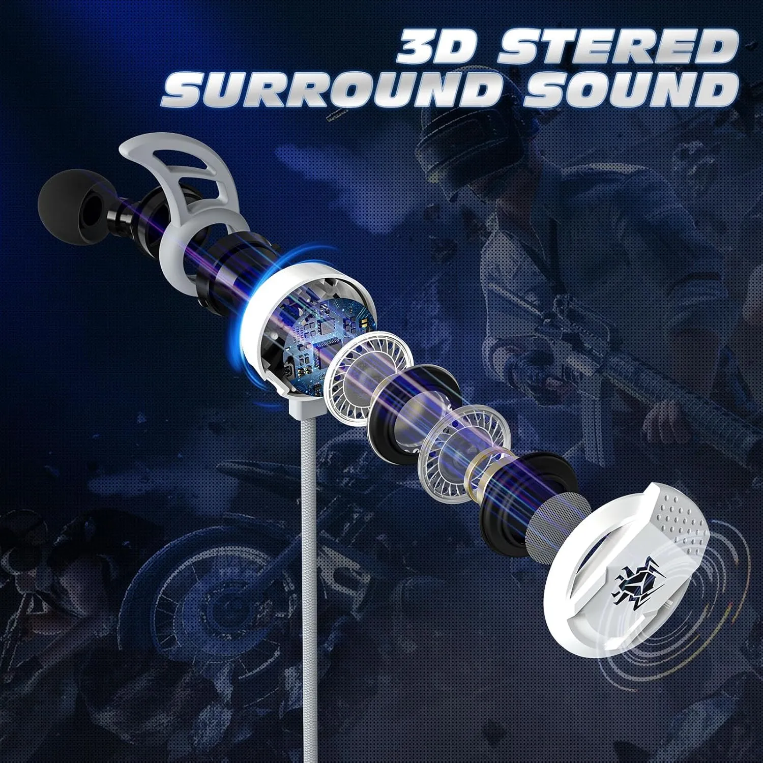 3.5 MM Gaming Headphone Wired Gaming Earphone Noise Cancelling Stereo Bass E-Sport Earphone with Adjustable Mic for PS4, Xbox One, Laptop, Cellphone, PC (Grey)