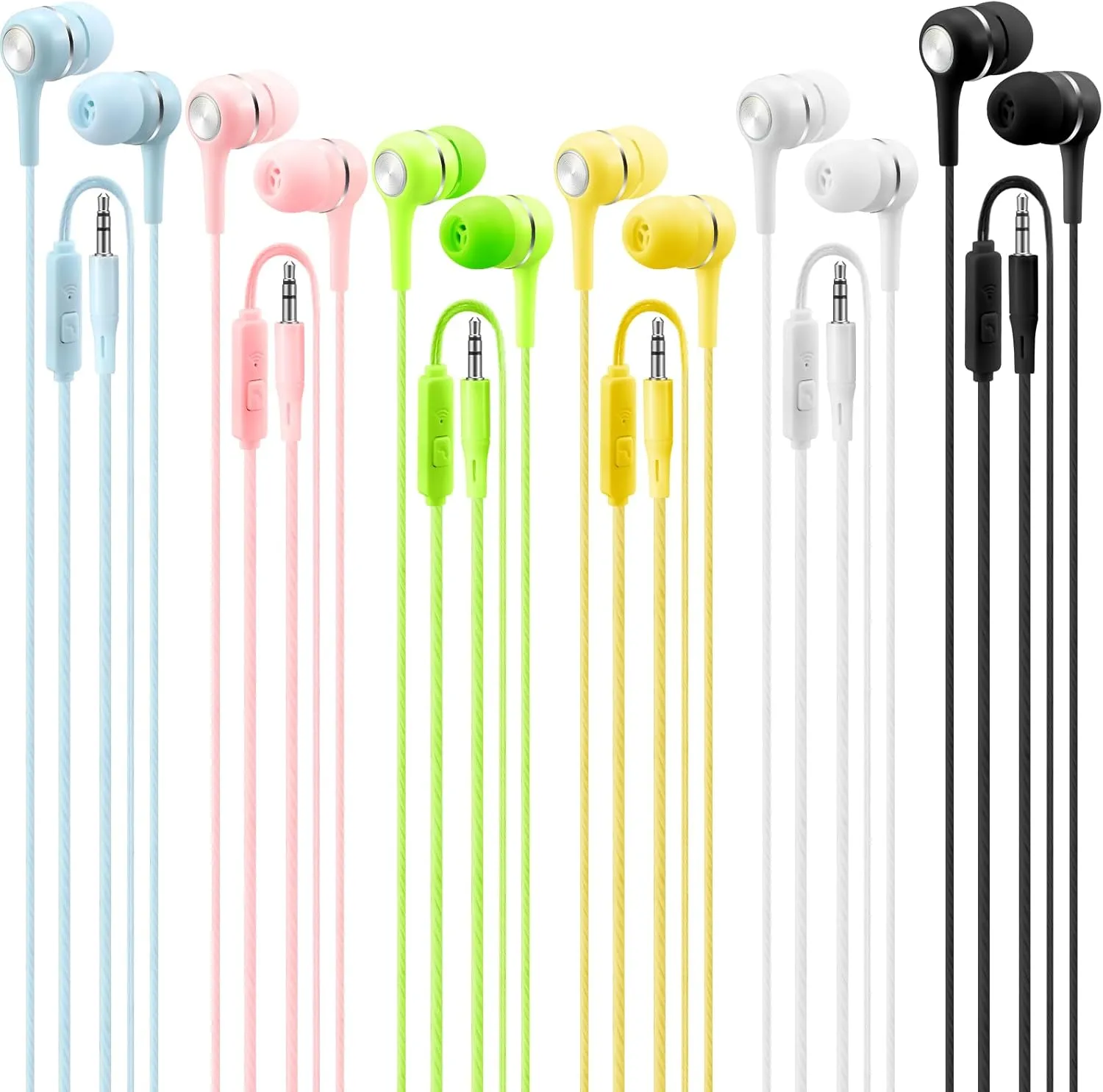 36 Pack Bulk Wired Earbuds with Microphone 3.5 mm Earbud Headphones Wired in Ear Earphones Heavy Bass Multi Color for Schools Classroom Libraries Museums Students Children Adult