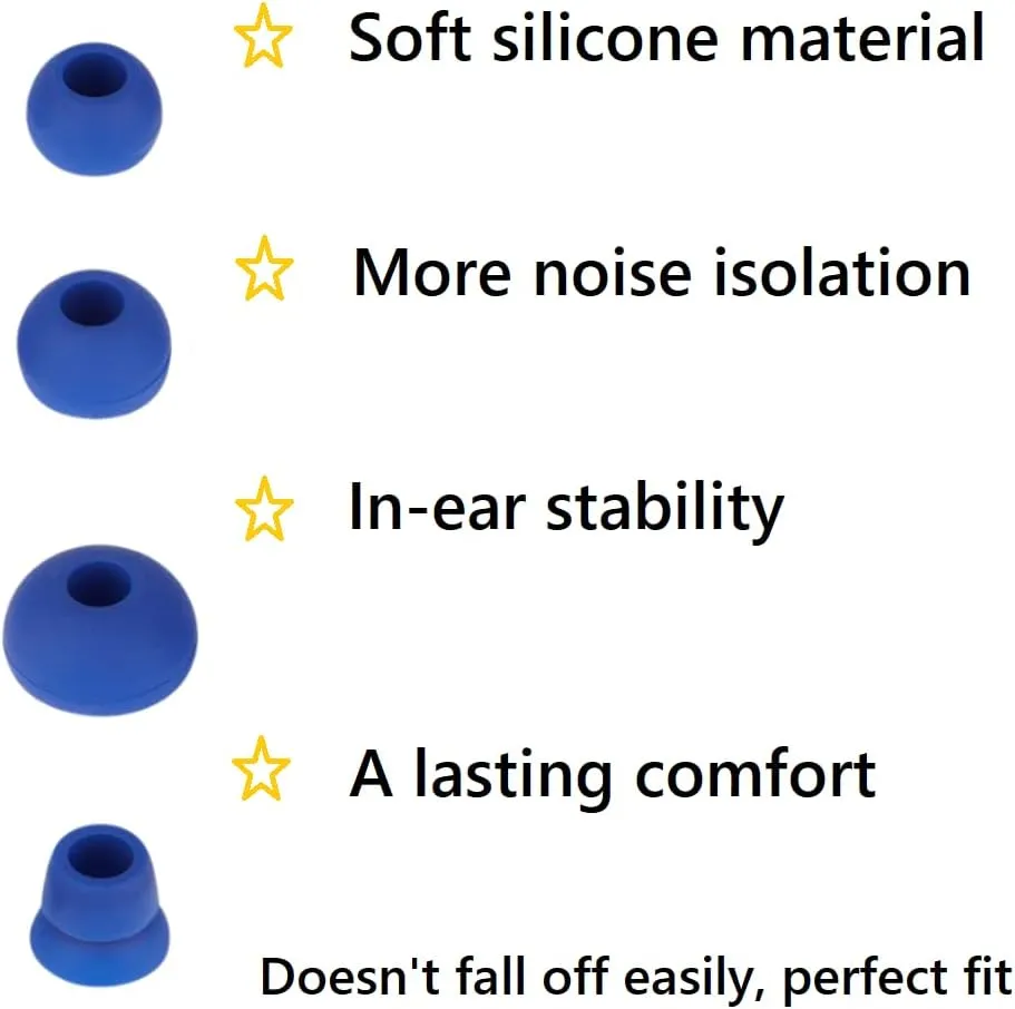 4 Pairs Earbud Replacement Pieces Silicone Earbud Tips Compatible with Beats Powerbeats 3 Powerbeats 2 Wireless in-Ear Earphones,(S/M/L, and Double Flange) Dark Blue
