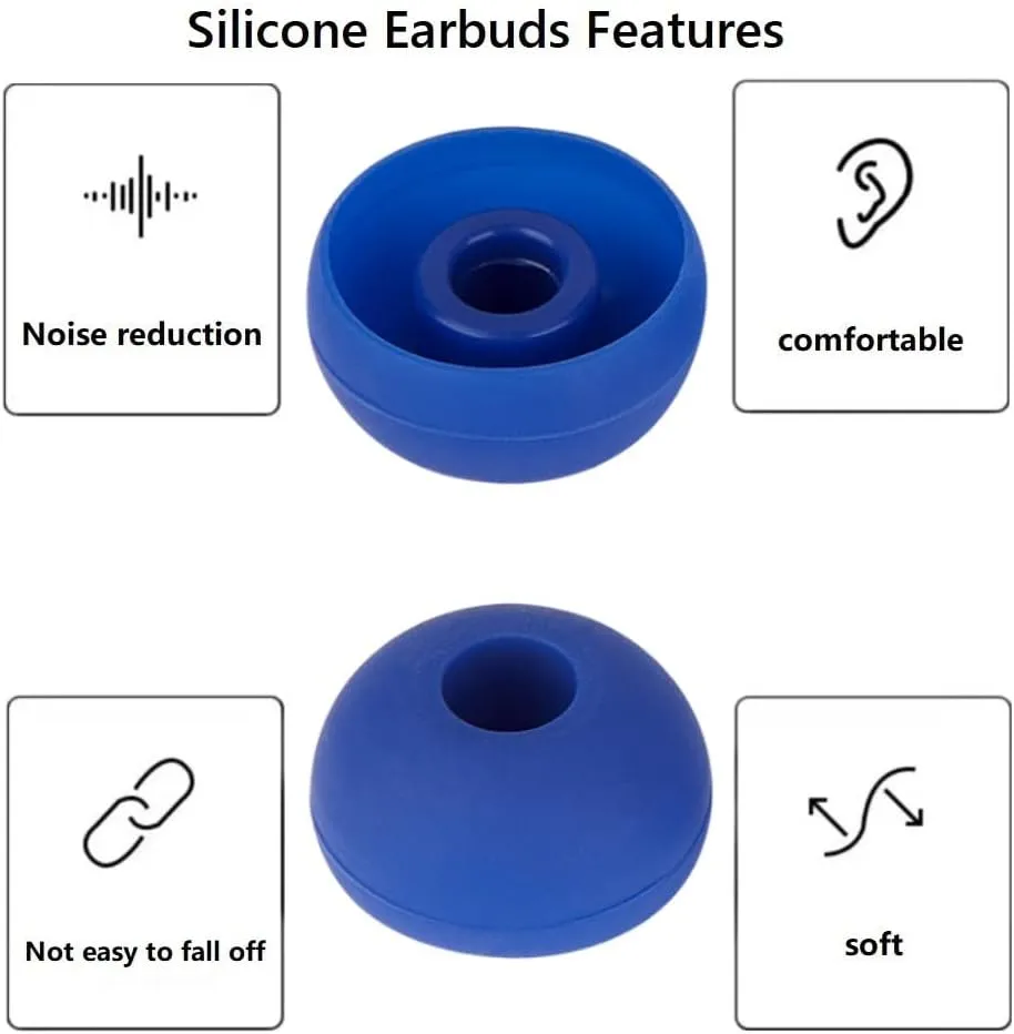 4 Pairs Earbud Replacement Pieces Silicone Earbud Tips Compatible with Beats Powerbeats 3 Powerbeats 2 Wireless in-Ear Earphones,(S/M/L, and Double Flange) Dark Blue