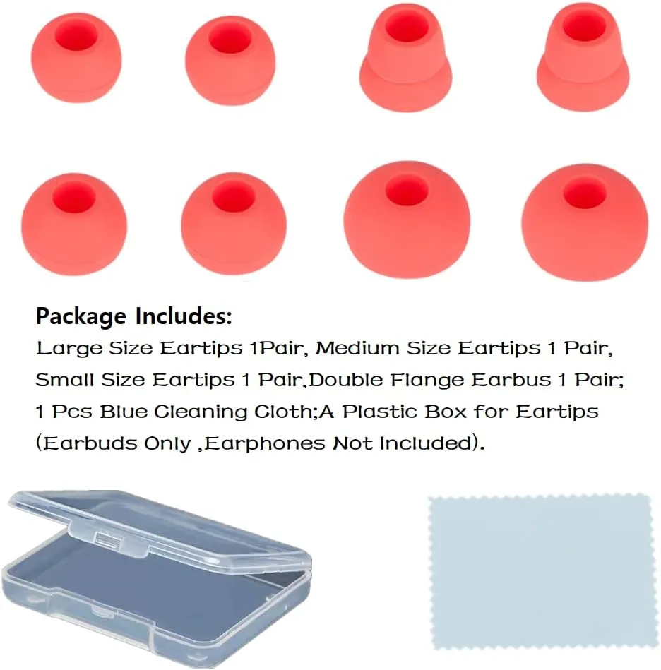 4 Pairs Earbud Replacement Pieces Silicone Earbud Tips Compatible with Beats Powerbeats 3 Powerbeats 2 Wireless in-Ear Earphones,(S/M/L, and Double Flange) Psychedelic Red