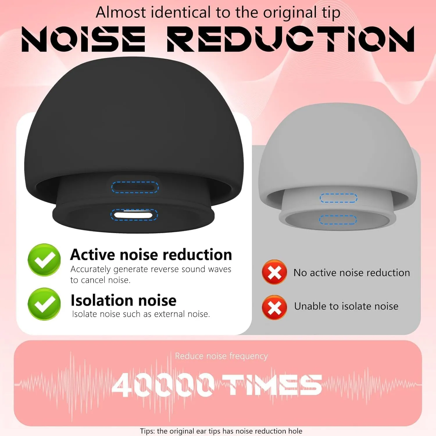 4 Pairs Replacement Ear Tips for AirPods Pro 2nd/1st Generation with Portable Storage Box & Cleaner Pen,Noise Reduction Holewith & Built-in dust Guard Screen,Silicone Ear Tips for AirPods Pro (Black)