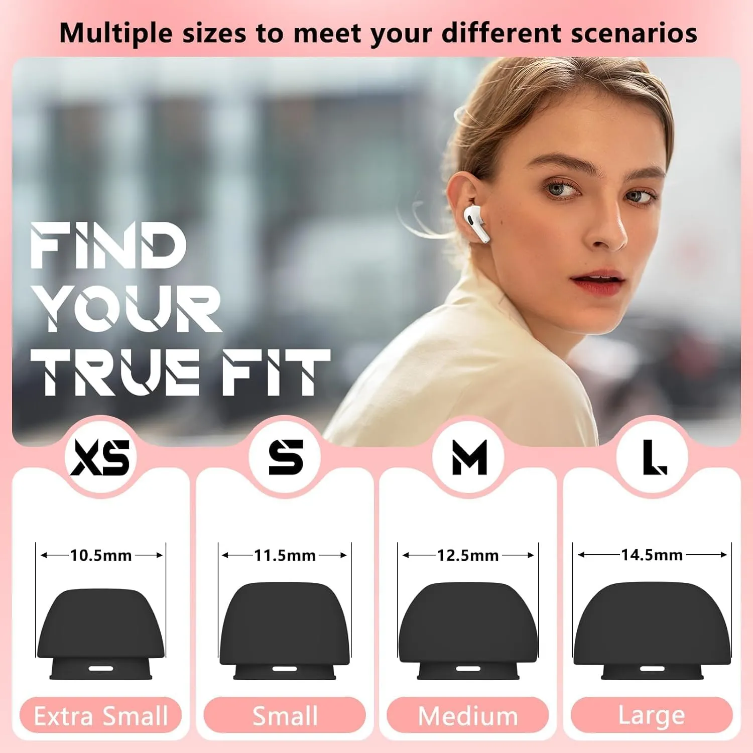 4 Pairs Replacement Ear Tips for AirPods Pro 2nd/1st Generation with Portable Storage Box & Cleaner Pen,Noise Reduction Holewith & Built-in dust Guard Screen,Silicone Ear Tips for AirPods Pro (Black)