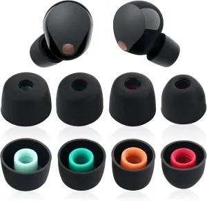 4 Pairs Silicone Ear Tips Earphone Tips Replacement Eartips Earbuds Compatible with Sony WF-1000XM5, WF-1000XM4, WF-1000XM3, WF-C700N Earphones Earbuds Soft Silicone Earbuds Tips Set (XS/S/M/L, Black)