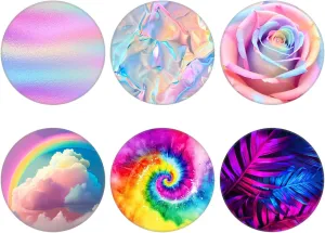 (6 Pack Collapsible Cell Phone Grip for Smartphones,Mobile Expanding Cellphone Holder Kicktand for Phone - Colorful Pink Purple