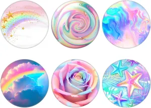 (6 Pack Collapsible Cell Phone Grip for Smartphones,Mobile Expanding Cellphone Holder Kicktand for Phone - Colorful Rose Cloud