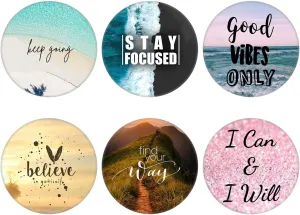 (6 Pack Collapsible Cell Phone Grip for Smartphones,Mobile Expanding Cellphone Holder Kicktand for Phone - Positive Quotes
