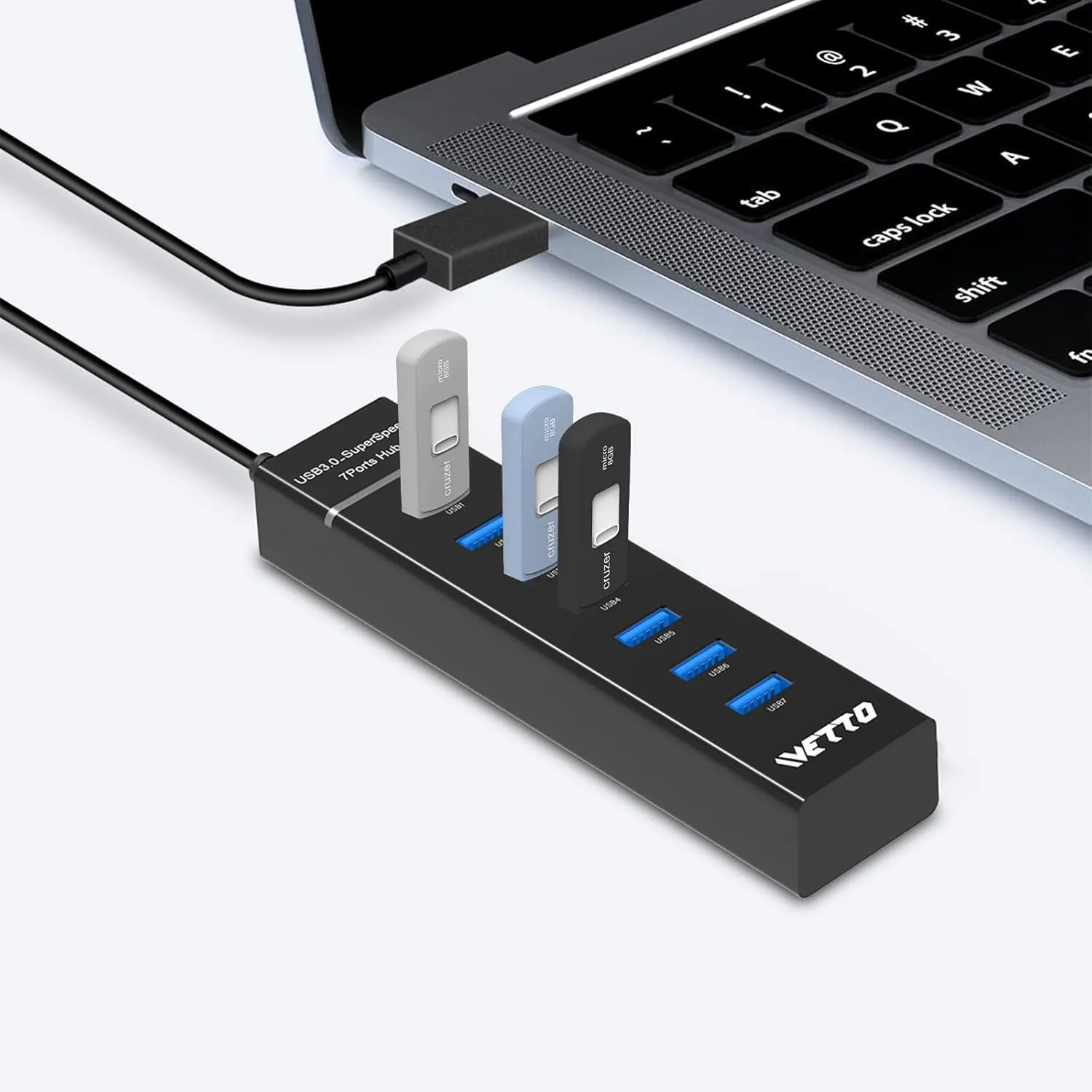 7-Port USB 3.0 Hub, IVETTO Data USB Hub Splitter with 3.3ft Long Cable for Laptop, PC, MacBook, Mac Pro, Mac Mini, iMac, Surface Pro and More