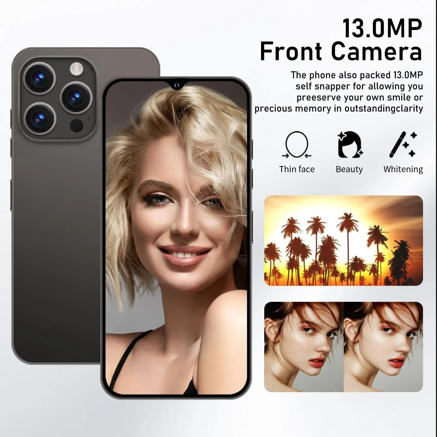 A14ProMax Unlocked Cell Phones 5G Smartphone,Android 13 Cell Phones Snapdragon 8Gen2 6.8" HD Screen 13MP 50MP 6800mAh Support Dual SIM Fingerprint Lock GPS Face ID (8GB 256GB, Black)
