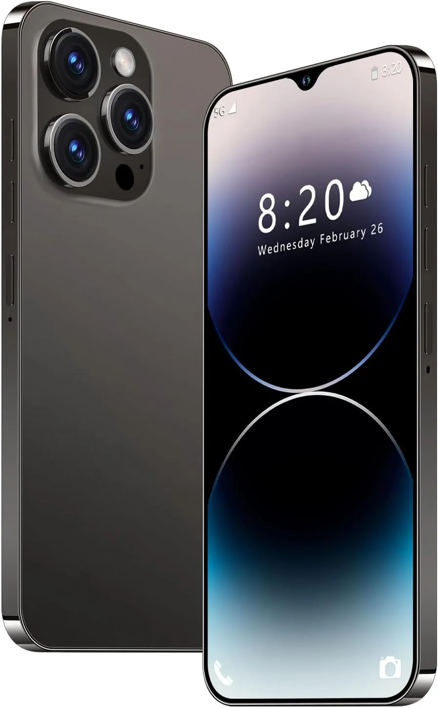 A14ProMax Unlocked Cell Phones 5G Smartphone,Android 13 Cell Phones Snapdragon 8Gen2 6.8" HD Screen 13MP 50MP 6800mAh Support Dual SIM Fingerprint Lock GPS Face ID (8GB 256GB, Black)