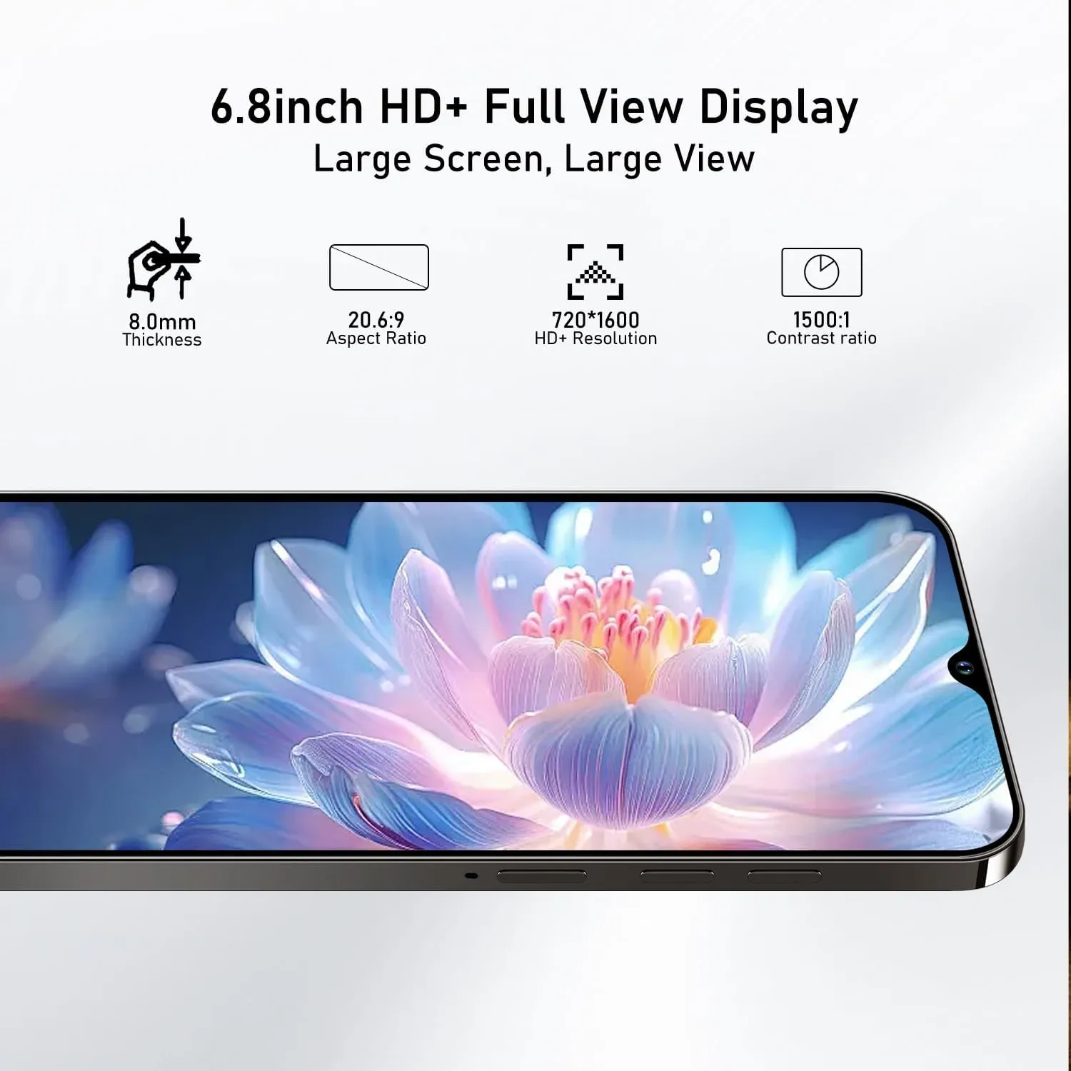A14ProMax Unlocked Cell Phones 5G Smartphone,Android 13 Cell Phones Snapdragon 8Gen2 6.8" HD Screen 13MP 50MP 6800mAh Support Dual SIM Fingerprint Lock GPS Face ID (8GB 256GB, Black)