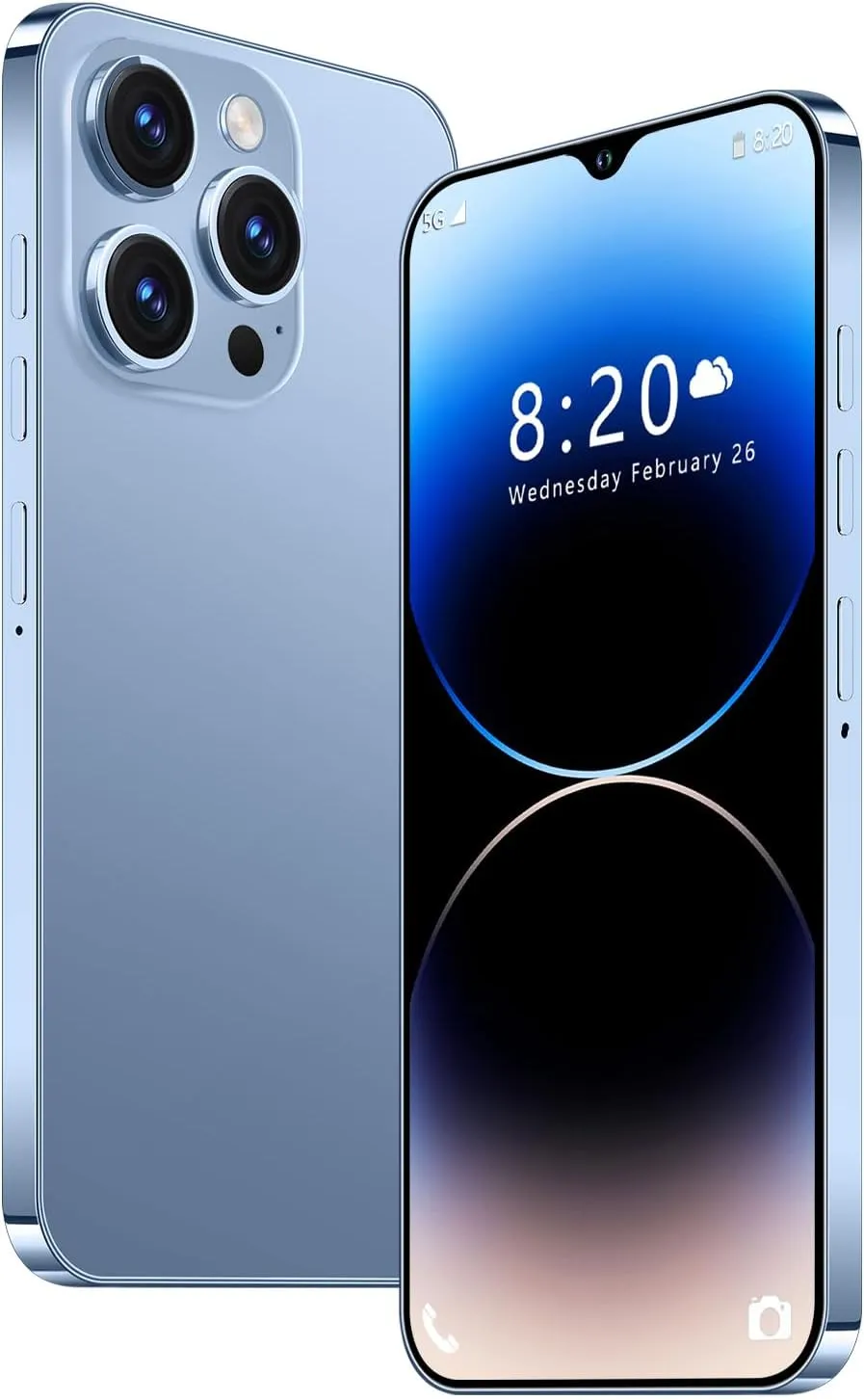 A14ProMax Unlocked Cell Phones 5G Smartphone,Android 13 Cell Phones Snapdragon 8Gen2 6.8" HD Screen 13MP 50MP 6800mAh Support Dual SIM Fingerprint Lock GPS Face ID (8GB 256GB, Blue)