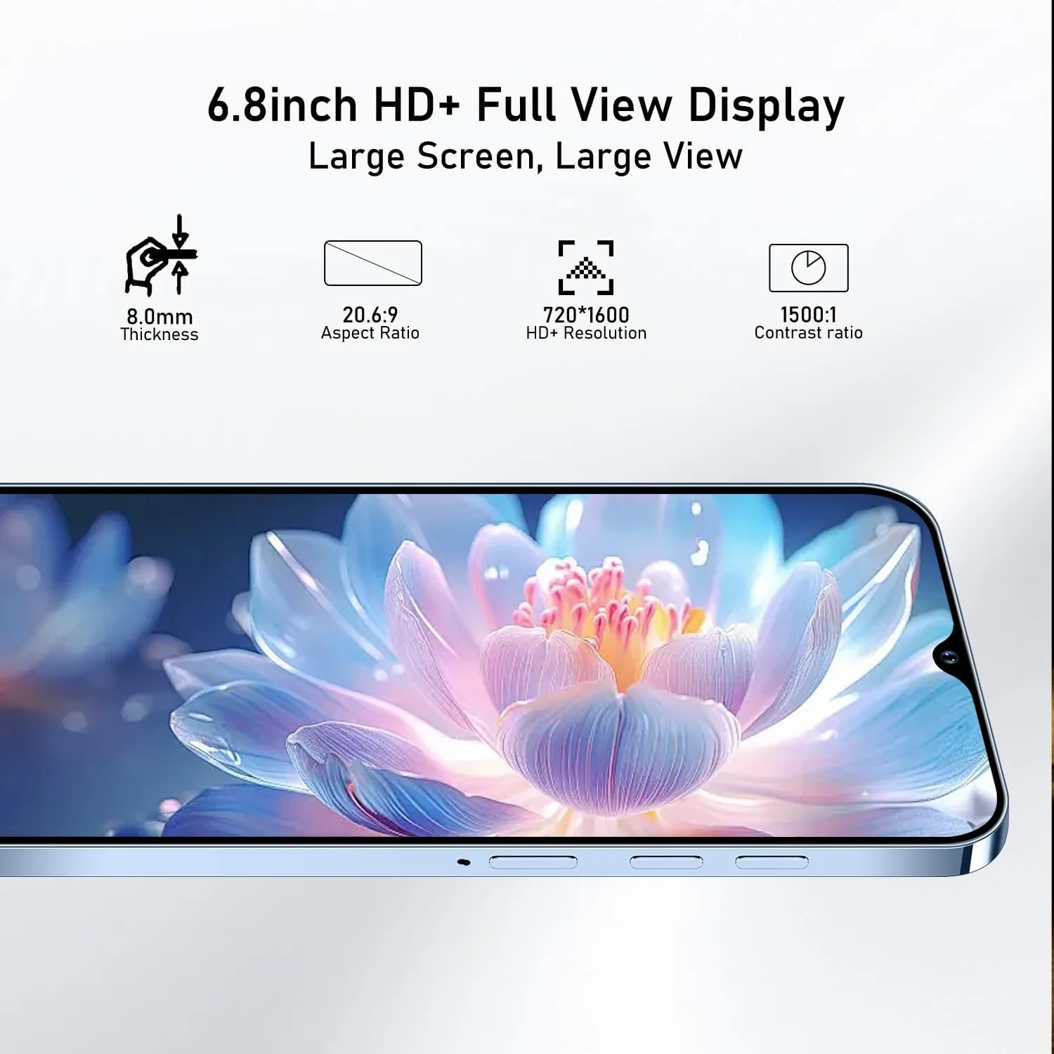 A14ProMax Unlocked Cell Phones 5G Smartphone,Android 13 Cell Phones Snapdragon 8Gen2 6.8" HD Screen 13MP 50MP 6800mAh Support Dual SIM Fingerprint Lock GPS Face ID (8GB 256GB, Blue)
