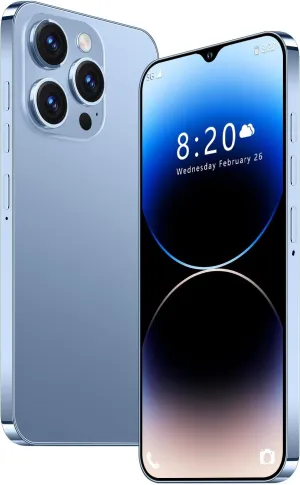 A14ProMax Unlocked Cell Phones 5G Smartphone,Android 13 Cell Phones Snapdragon 8Gen2 6.8" HD Screen 13MP 50MP 6800mAh Support Dual SIM Fingerprint Lock GPS Face ID (8GB 256GB, Blue)