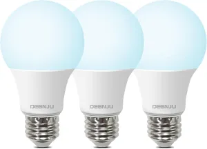 A19 LED Light Bulbs, 60 Watt Equivalent LED Bulbs, Daylight 5000K, 800 Lumens, E26 Standard Base, Non-Dimmable, 8.5W Warm White LED Bulbs for Bedroom Living Room,3 Pack