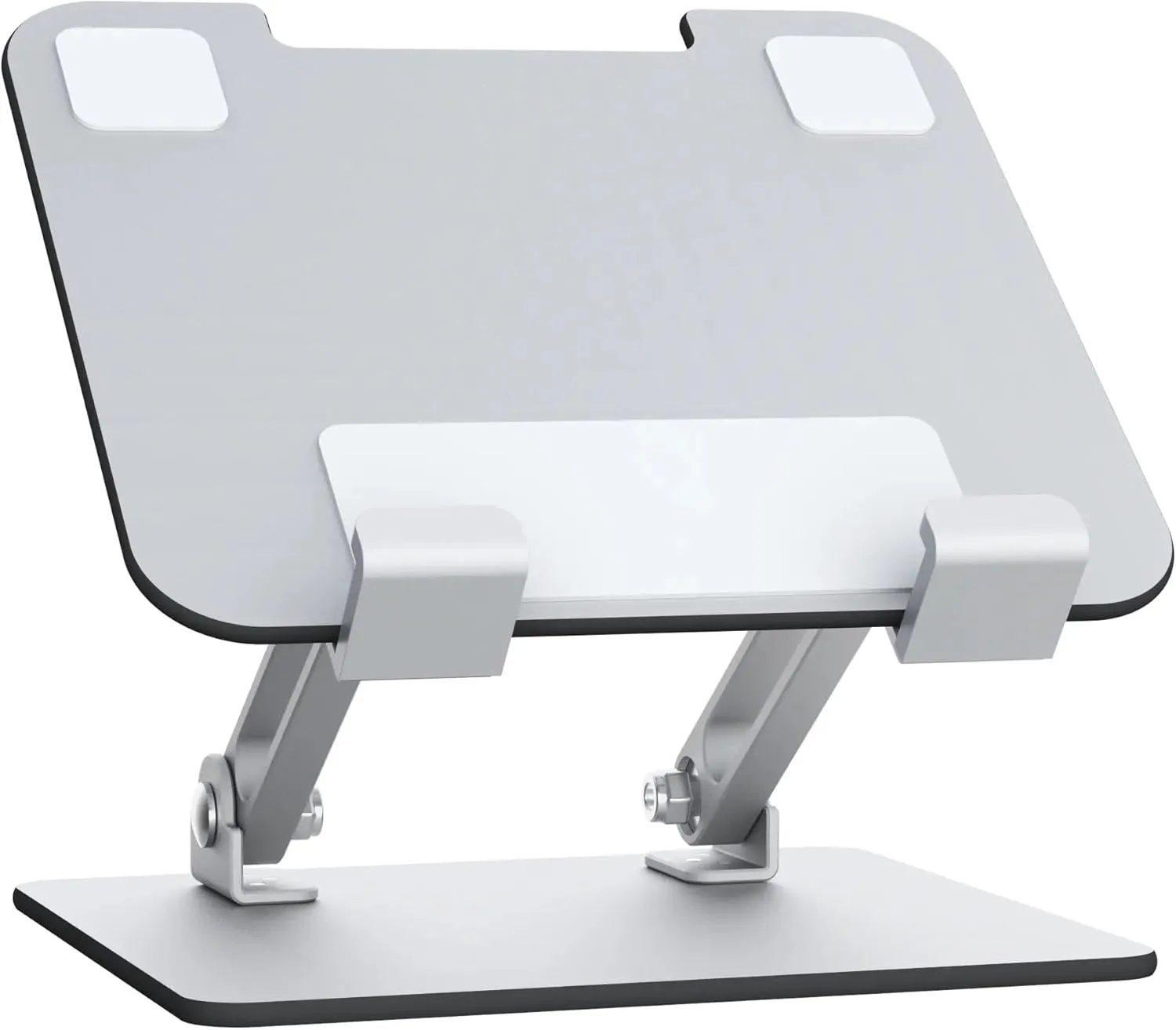 Adjustable Foldable Aluminum Stand for Phones, Tablets, and Laptops, Portable Desktop Holder, Compatible with Universal Devices (4-14 inch), Ergonomic Minimal Design, Silver