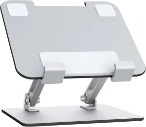 Adjustable Foldable Aluminum Stand for Phones, Tablets, and Laptops, Portable Desktop Holder, Compatible with Universal Devices (4-14 inch), Ergonomic Minimal Design, Silver