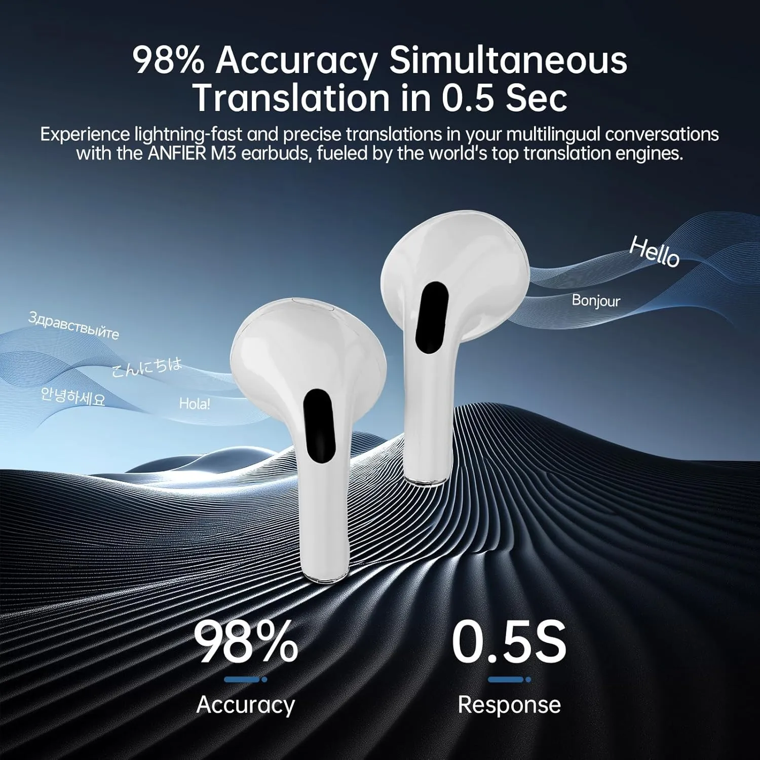 AI Language Translator Earbuds,Translation Earbuds Real time144 Languages Bluetooth Translator Device and Accents 8 Offline Language Translation, Translation Device for Travel Business Learning