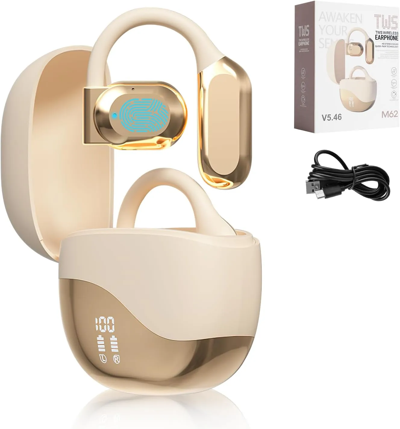 AI Real Time Language Translator Earbuds 2025 New Open Ear AI Translation Earbuds Translation Pods Translator Earbuds for Android iOS,144 Languages Translator Pods for iOS & Android (White)