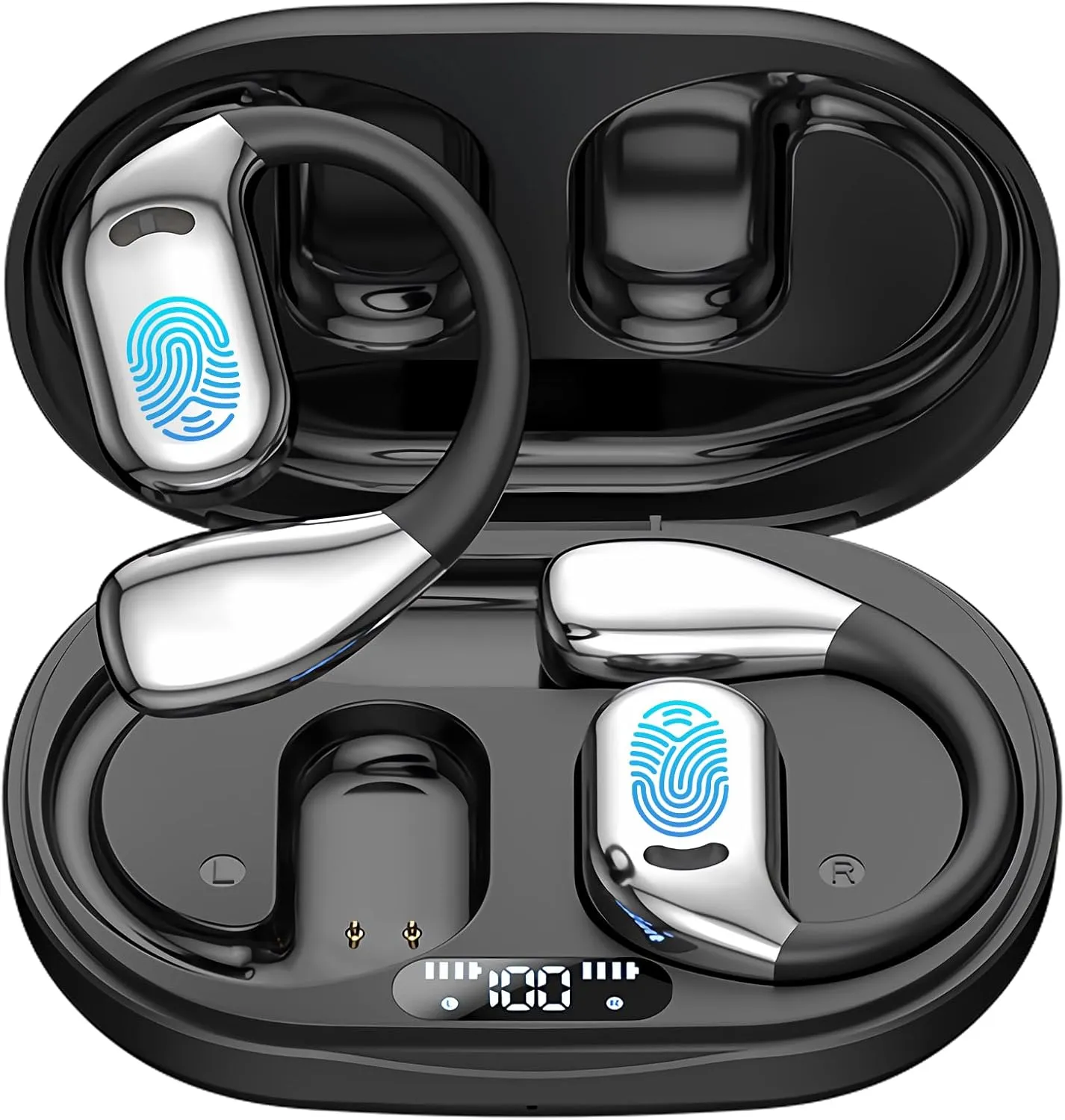 AI Translation Earbuds Real Time, 144 Language Translator Earbuds with APP Compatible with iOS & Android, Bluetooth Translation Headphones Translating Device for Travel Business and Learning - Black