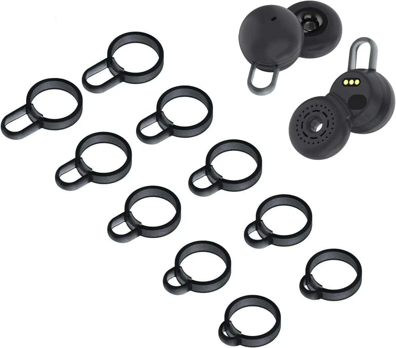 ALXCD EarHook Ring Supporters Compatible with Sony Linkbuds Earbuds, 5 Pairs 5 Sizes Soft Silicone Ear Ring Supporters Earbuds Hooks, Compatible with Sony Linkbuds, 5 Pairs Black