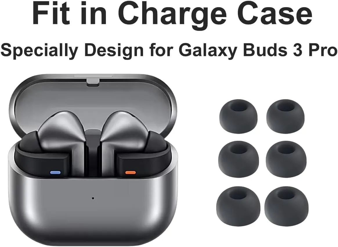 ALXCD Eartips Compatible with Galaxy Buds 3 Pro SM-R630N Earbuds, 6 Pairs S/M/L Sizes Silicone Ear Tips Earbuds Replacement Tips, Compatible with Galaxy Buds 3 Pro SM-R630 6 Pairs Gray sml