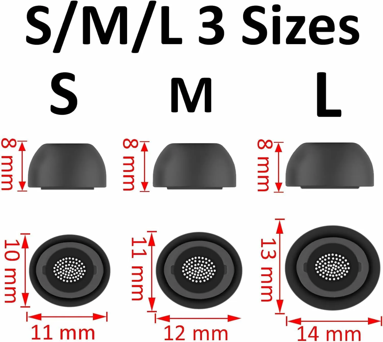 ALXCD Eartips Compatible with Galaxy Buds 3 Pro SM-R630N Earbuds, 6 Pairs S/M/L Sizes Silicone Ear Tips Earbuds Replacement Tips, Compatible with Galaxy Buds 3 Pro SM-R630 6 Pairs Gray sml