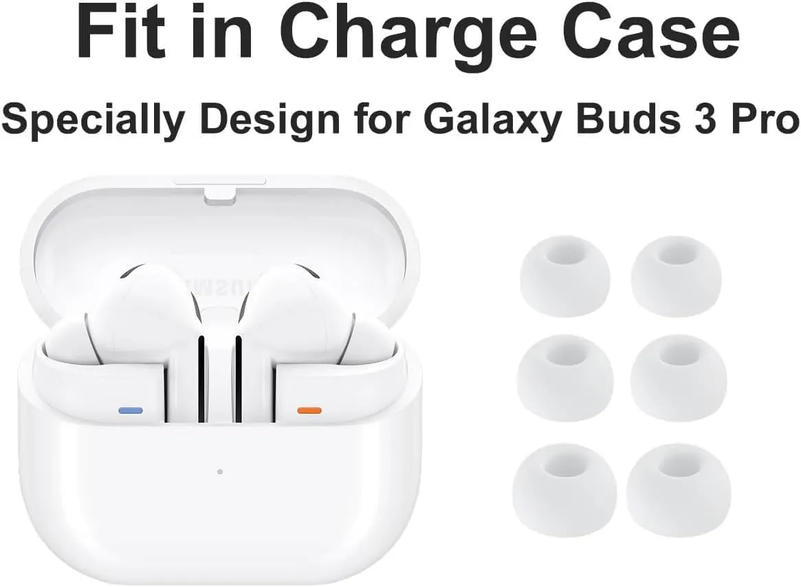 ALXCD Eartips Compatible with Galaxy Buds 3 Pro SM-R630N Earbuds, 6 Pairs S/M/L Sizes Silicone Ear Tips Earbuds Replacement Tips, Compatible with Galaxy Buds 3 Pro SM-R630 6 Pairs White sml