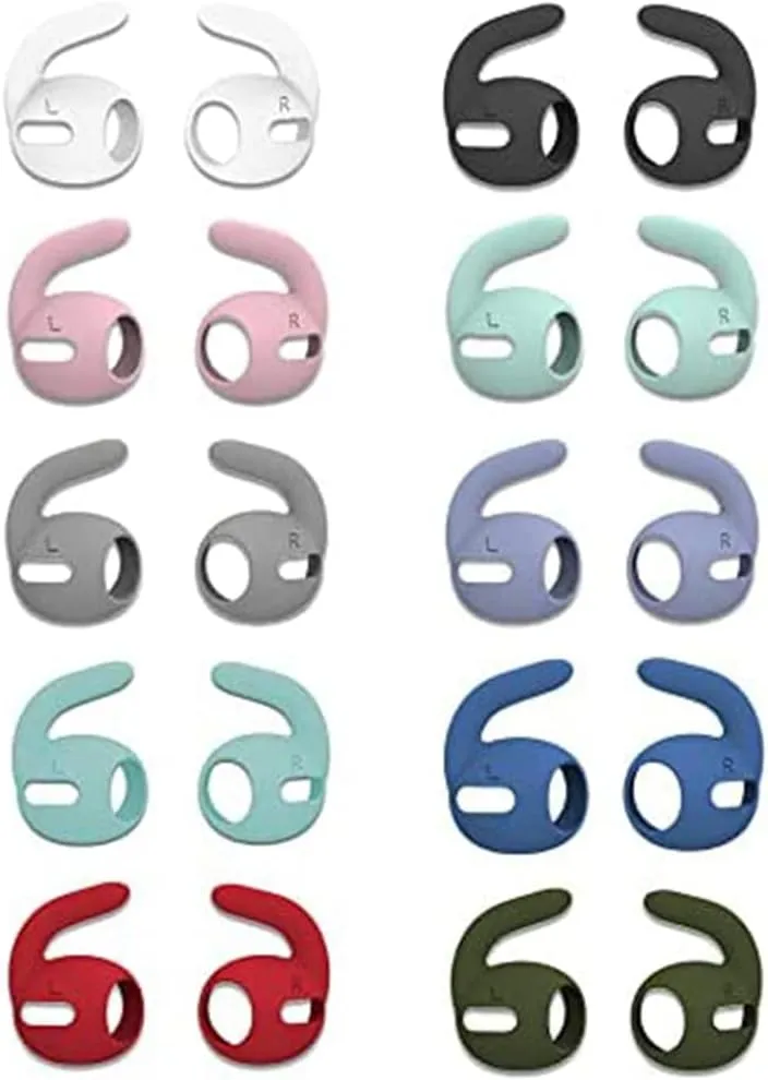 ALXCD Sport Ear Tips Hook Compatible with AirPods Pro Earbuds, Anti Slip Soft Silicone Earbuds Covers Earhooks, Compatible with AirPods Pro, 10 Pairs 10 Color