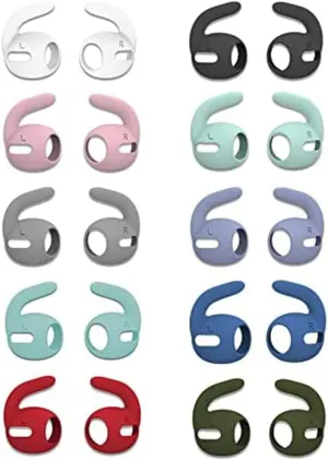 ALXCD Sport Ear Tips Hook Compatible with AirPods Pro Earbuds, Anti Slip Soft Silicone Earbuds Covers Earhooks, Compatible with AirPods Pro, 10 Pairs 10 Color