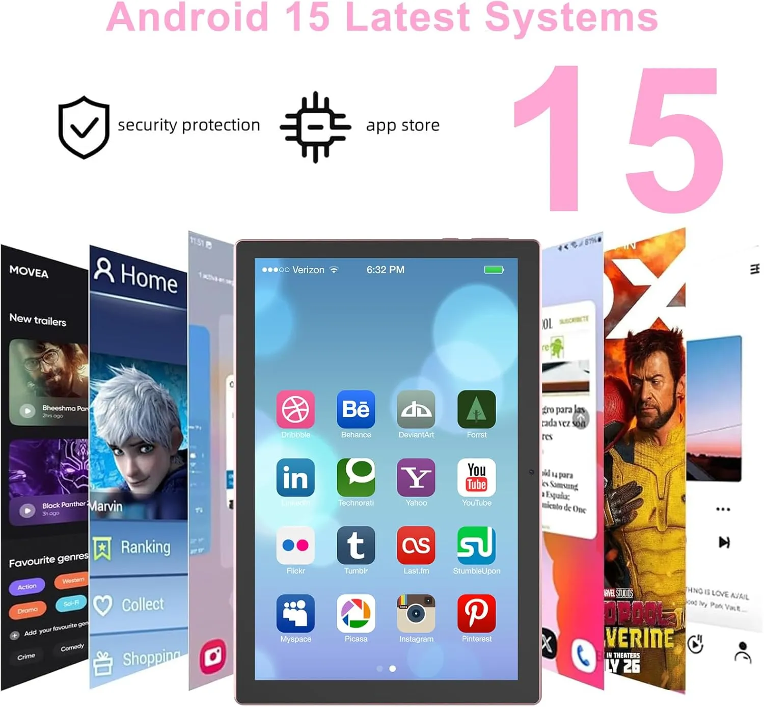 Android 15 Tablet 10 inch Tablets with Case, 10GB RAM   64GB ROM (Expand to 1TB), Quad Core Processor Tablets, 5G WiFi 6, BT5.0, 1280x800 HD Screen, 6000mAh, Dual Camera, GMS, Widevine L1, Pink